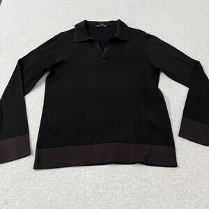 Vintage Kenneth Cole Sweater Mens Medium Black Brown Long Sleeve Collar Pullover